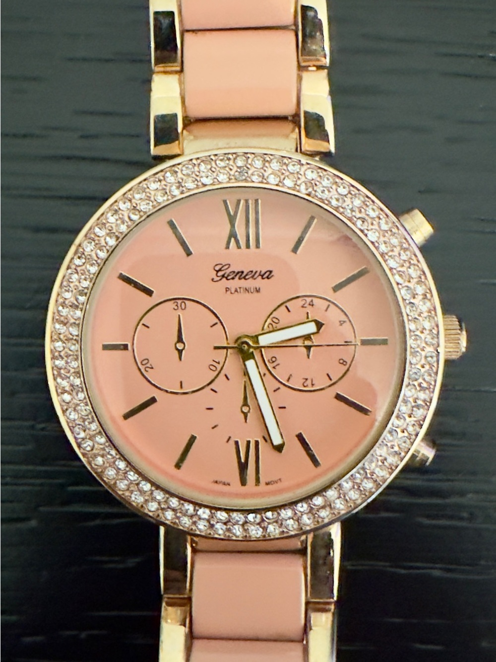 Geneva Pink and Rose Gold Crystal Bezel Women's Watch